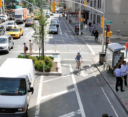 Safety first! Prospect Park West bike lane working