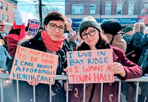 Protestors slam Rep. Donovan outside Dyker office