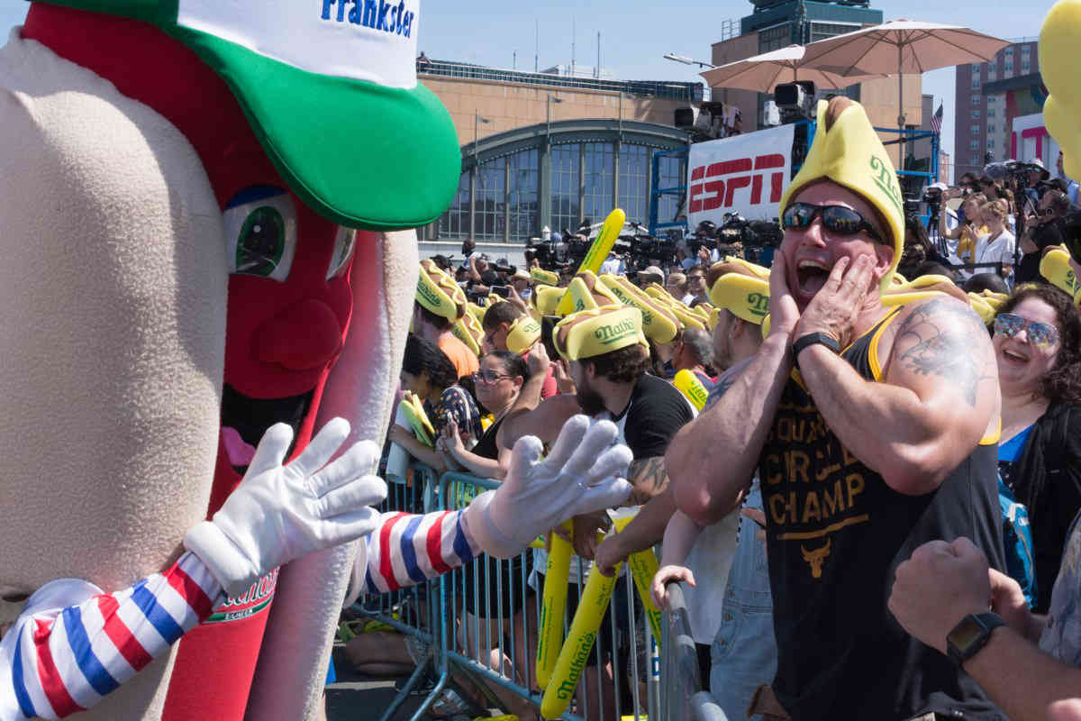 Dog gone! Joey Chestnut dominates Nathan’s Famous eating contest