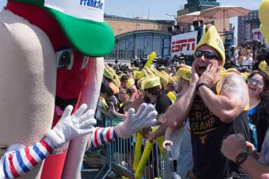 Dog gone! Joey Chestnut dominates Nathan’s Famous eating contest