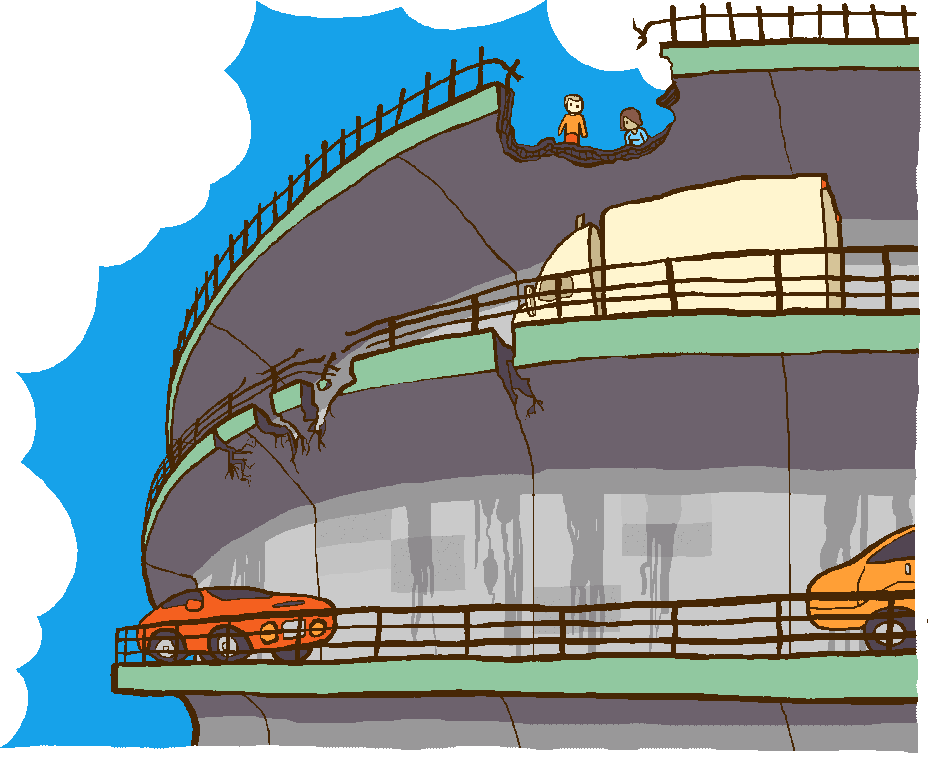 This is a cartoon of the BQE's triple cantilever section.