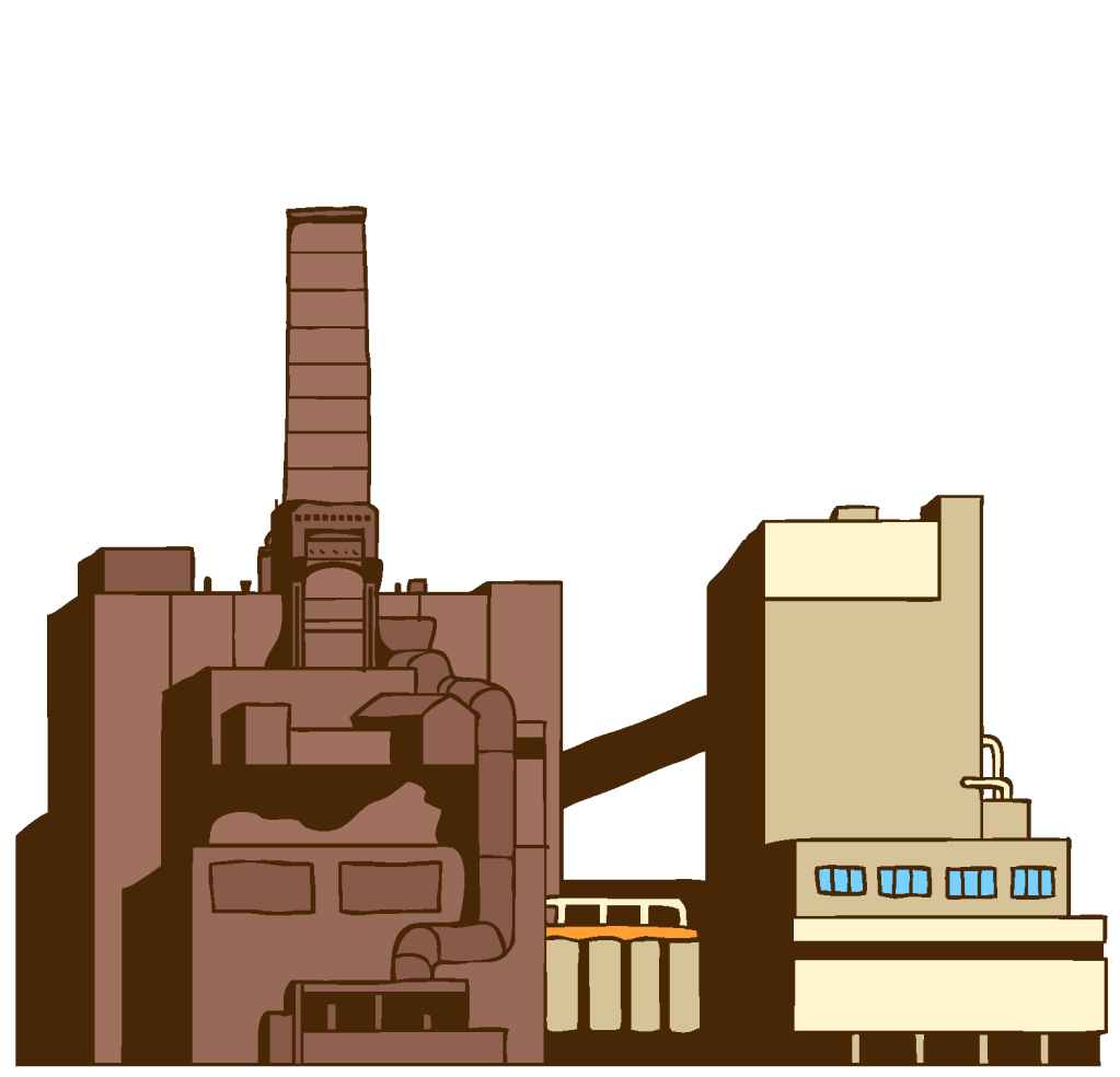 This is a cartoon version of a factory.