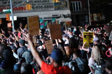 Protestors gather at the Barclay Center. (Photo by Lloyd Mitchell)