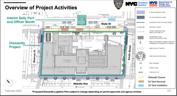 map of demolition work at brooklyn jail
