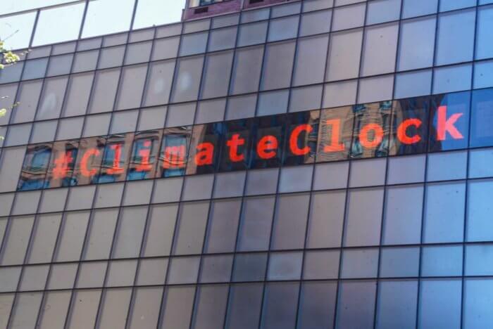 union square climate clock at utilities protest