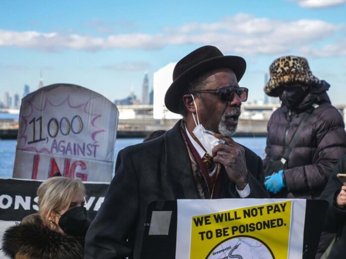 elisha fye at lng protest