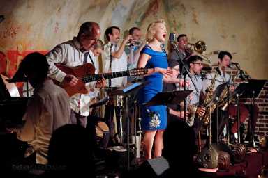 on stage at kingsborough singers