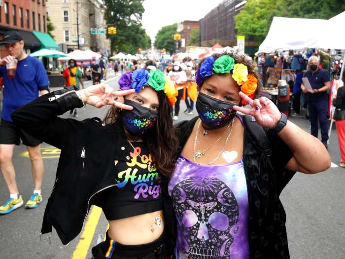 people pose at park slope brooklyn pride