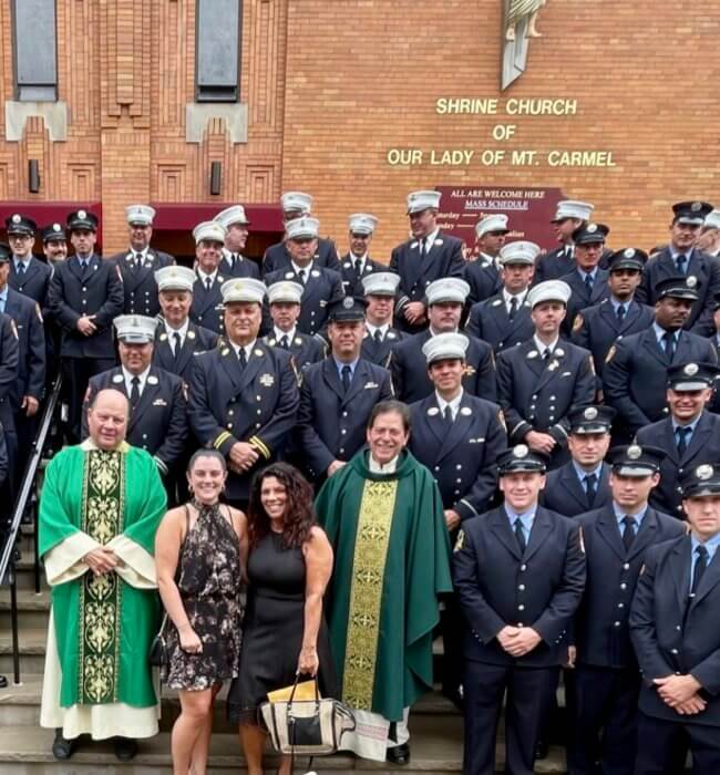 firefighters outside williamsburg church