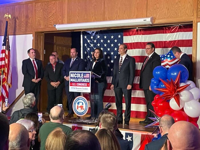 nicole malliotakis on stage after midterm election win