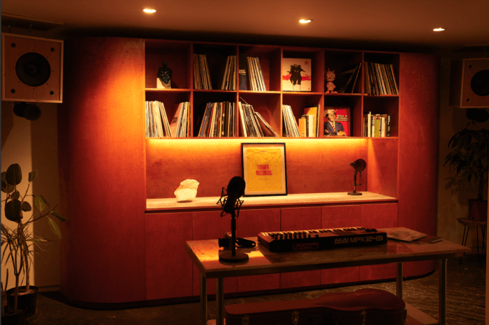 bookshelf and keyboard at tower labs
