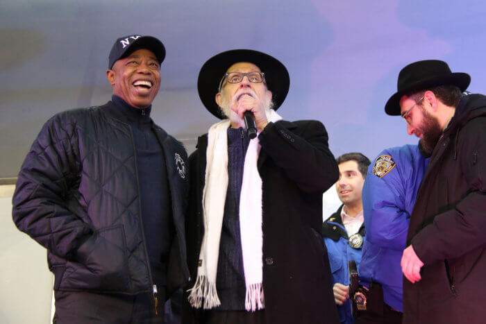 mayor eric adams at menorah lighting