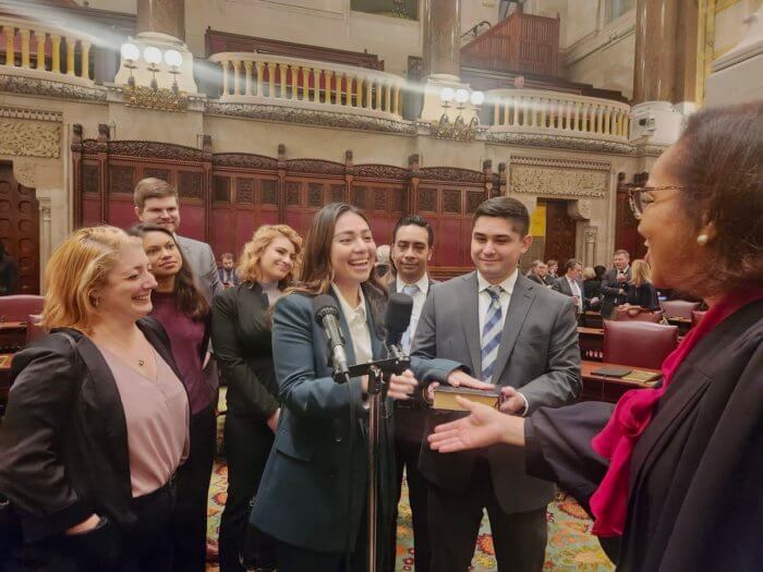 kristen gonzalez getting sworn in to the state senate