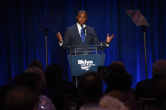 eric adams at brooklyn public library event