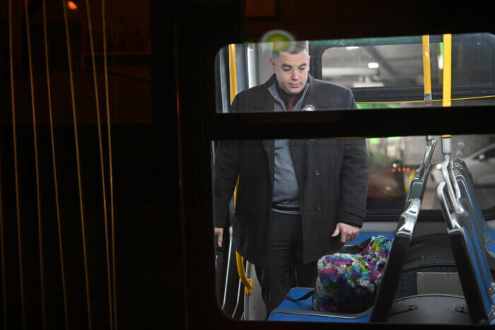cop on bus after shooting