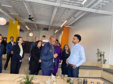 The mayor met with a few of the life science businesses who will benefit from the new innovation hub.