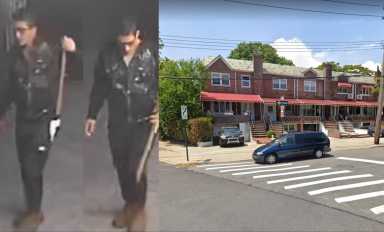 The suspect (left) attacked the non-binary victim at the intersection of E. 36th Street and Flatlands Avenue in Marine Park (right).