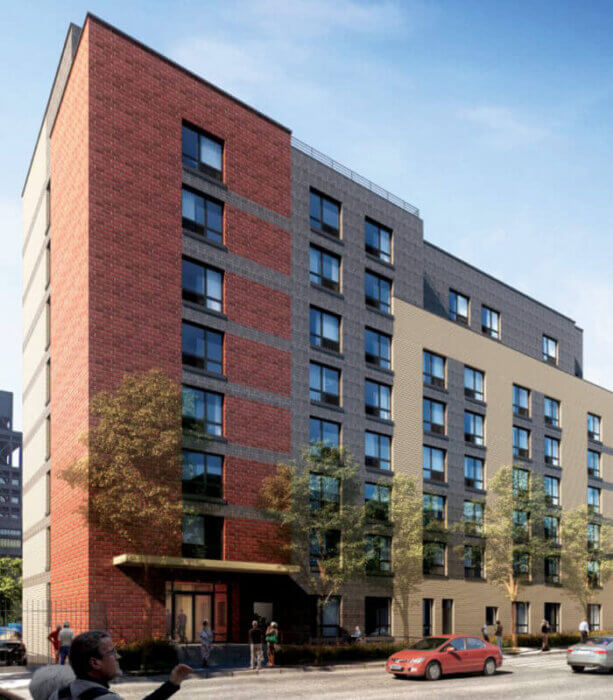 rendering of comunilife affordable housing residence at woodhull hospital