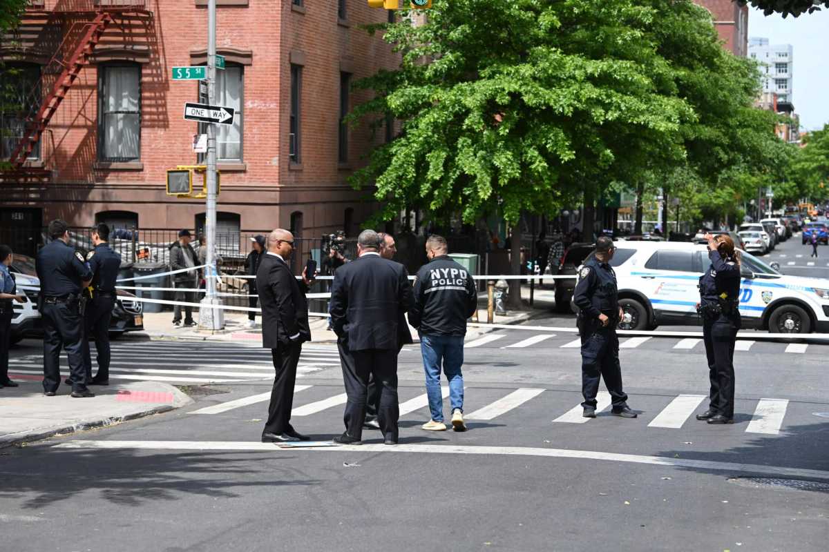 roped-off hit-and-run intersection in Williamsburg