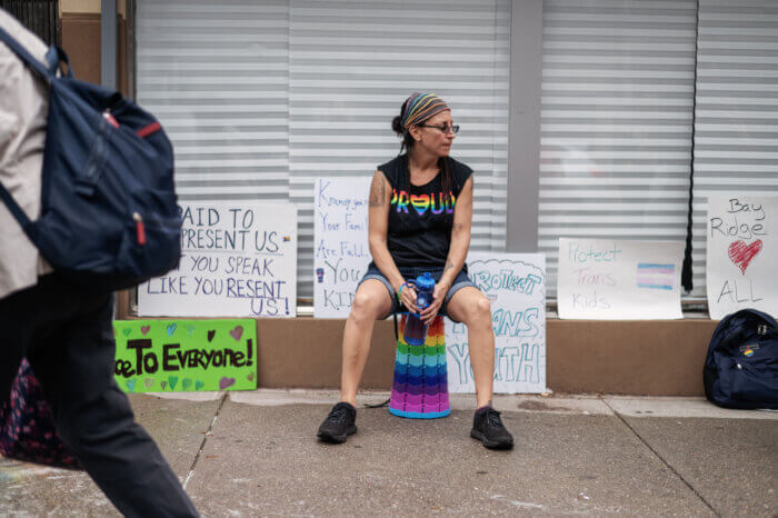 Protesters call out a series of anti-queer incidents in Bay Ridge.