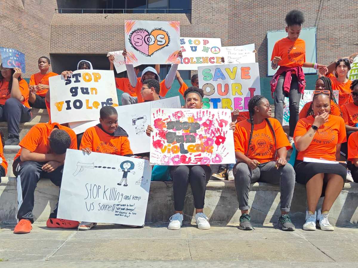 Kids protesting against gun violence in crown heights.
