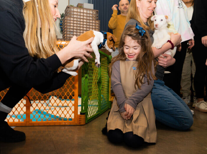 girl with puppy at rescue city event