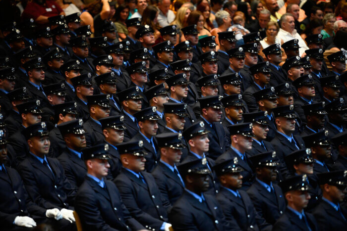 firefighters at graduation ceremony