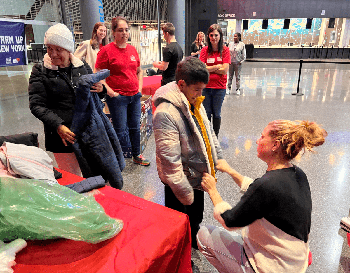 New York Cares hosts 35th annual winter coat drive at Barclays Center.