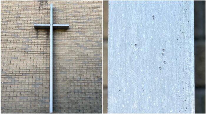 damaged cross in marine park