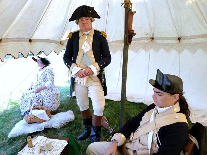 Michael Grillo dressed up as George Washington as Michael Grillo Jr. played his helper.