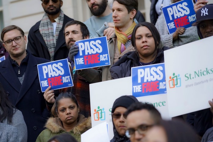 fare act supporters at rally