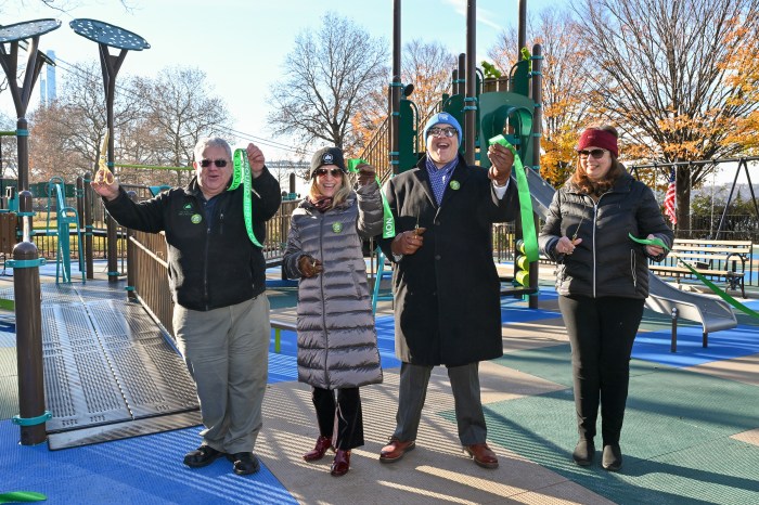 NYC Parks Commissioner Sue Donoghue joined New York City Councilmember Justin Brannan and members of the community on Wednesday to officially reopen Vinland Playground.