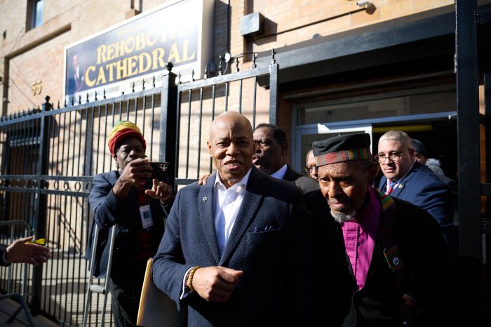 adams exiting church