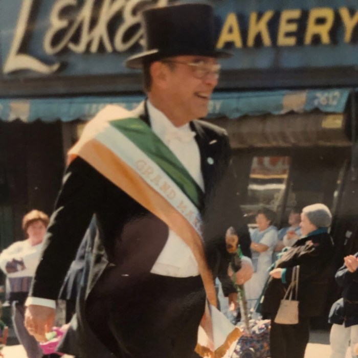 founder of st. patrick's day parade with sash