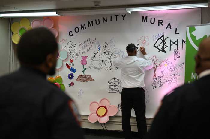 artist signing mural